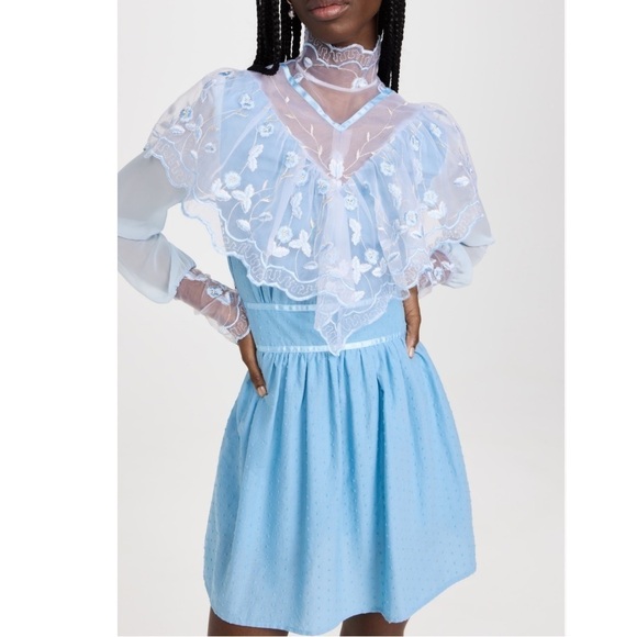 House of Aama Southern Girl Blue Victorian Ruffled Mini Dress Womens 2 New - Picture 1 of 15